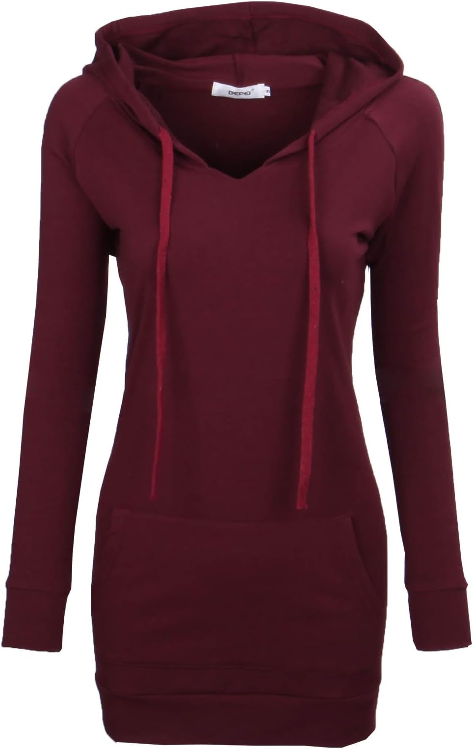 BepeiWomens Long Sleeve Tunic Hoodie Dress String Sweatshirts with Pockets