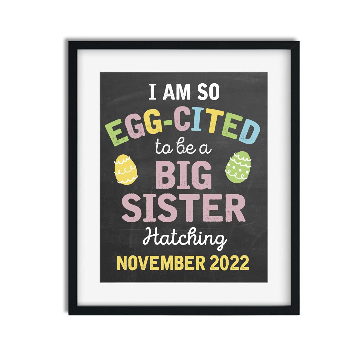 Personalized Easter Big Sister Pregnancy Announcement Paper Art Print | Pregnancy Announcement Sign | Baby Announcement Photo Prop | Big Sister Sign | New Baby Sign | Easter Sibling Announcement