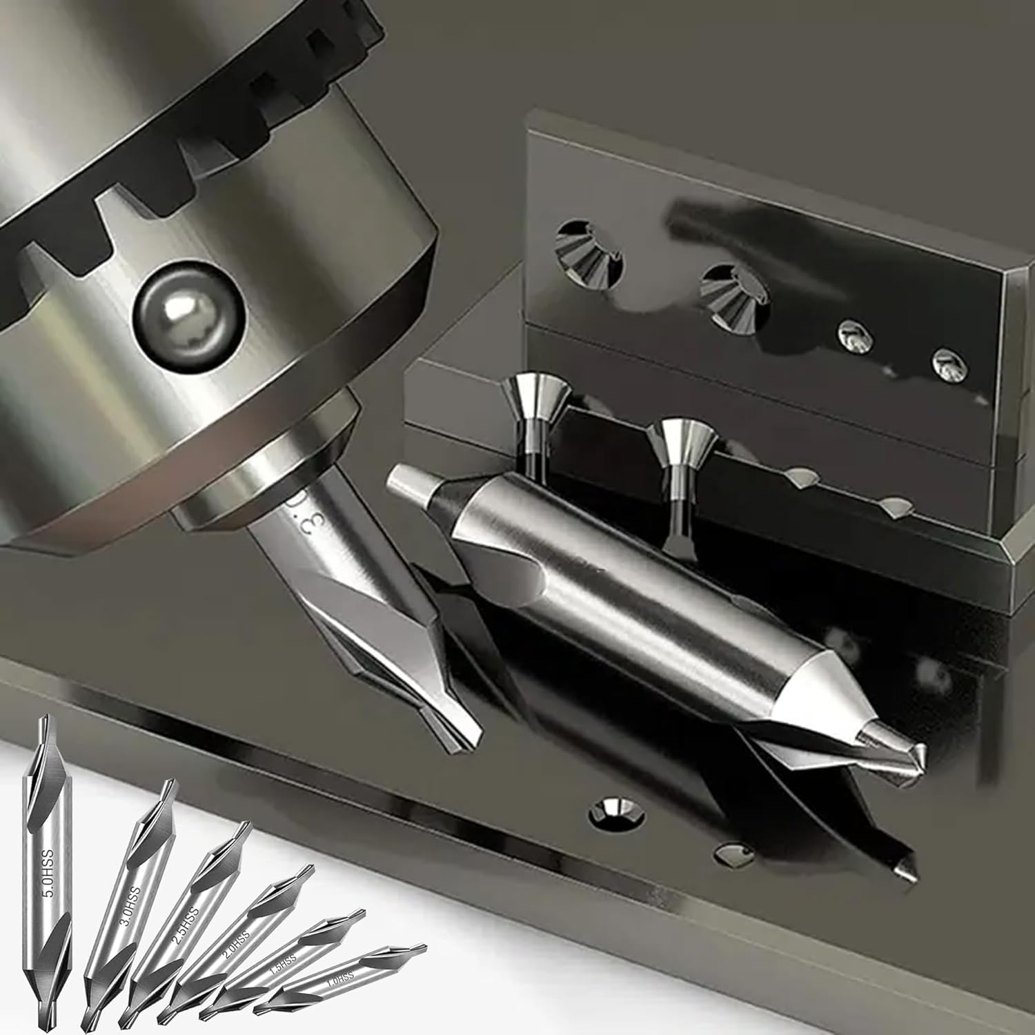 Set Versatile Di Punte Trapano Centrali HSS 60 Gradi Per La - Foto 4