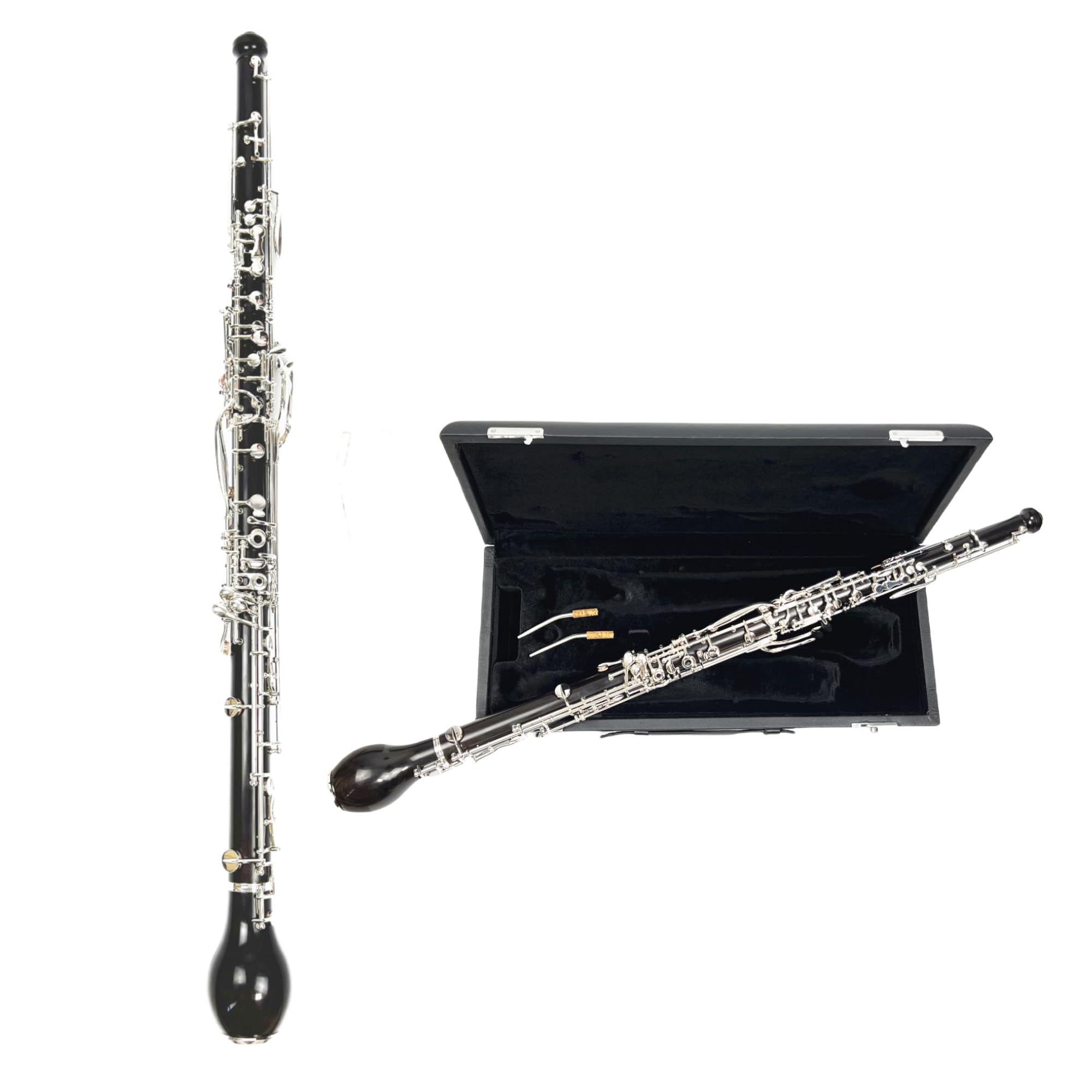Professional English Horn ebony wood Alto Oboe F Key Silver plated Keys Woodwind cloth plush velvet lined with Gloves Case