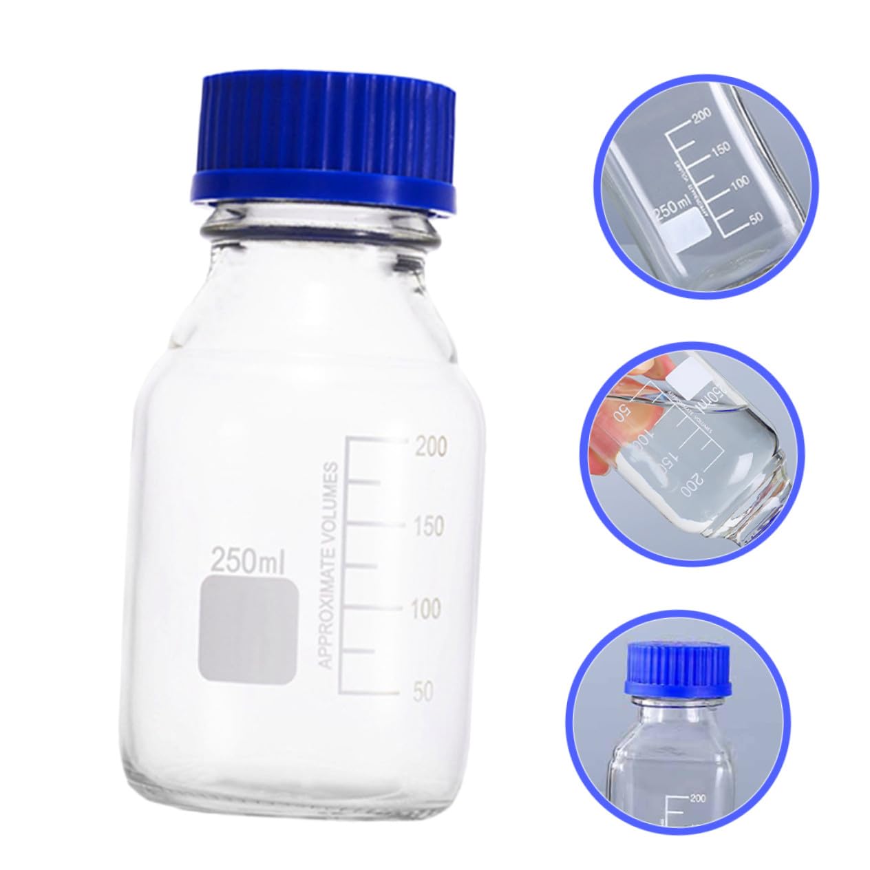 2 Piezas Botellas de Vidrio de Laboratorio Transparentes con Tapa Frascos de Muestra con Boca Ancha y Líneas de Graduación Pack de Unidades para Almacenamiento y Organización