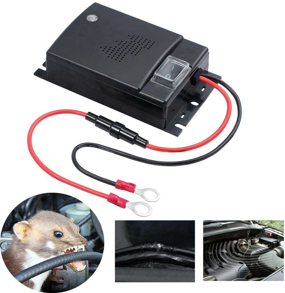 Répulsif à ultrasons pour souris, TOTMOX 12 V pour véhicule de voiture, rat, rongeur, animal, répulsif avec fonction flash LED, repousse en toute sécurité les parasites