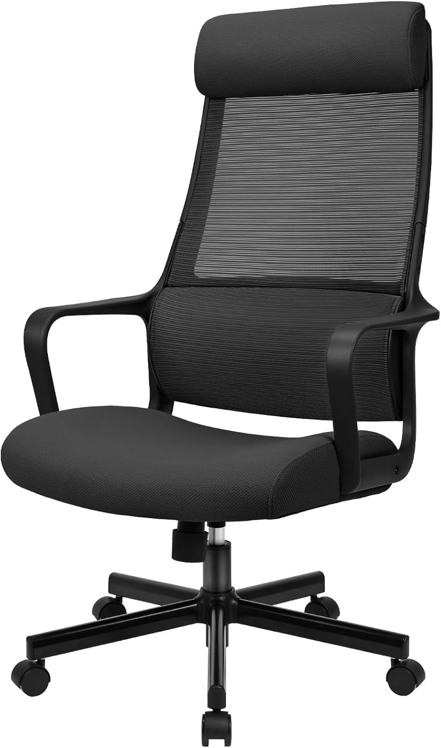 MELOKEA F008 Sedia da Ufficio Ergonomica Direzionale Schienale Alto in Rete Ultra Traspirante. Supporto Lombare Ortopedico a S Certificato EN 1335 e Poggiatesta 6cm Regolabile. Carico 150kg Nero