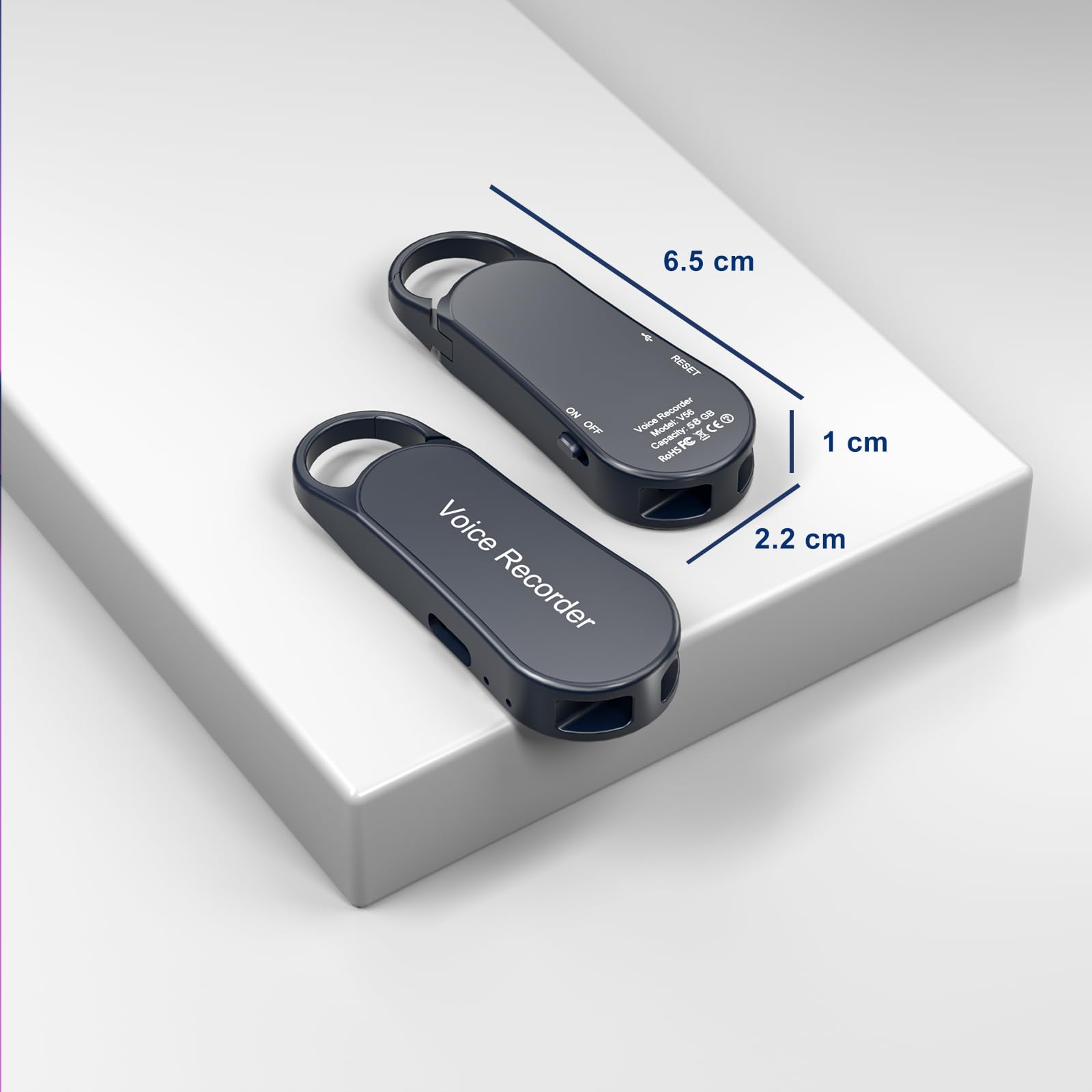 Registratore Vocale Mini–Design a Portachiavi, 35 Ore di Registrazione, Custodia in Metallo, Audio Hi-Fi 1536KBPS, Registrazione con un Solo Tasto, Registratore Attivato per Riunioni... (58GB)