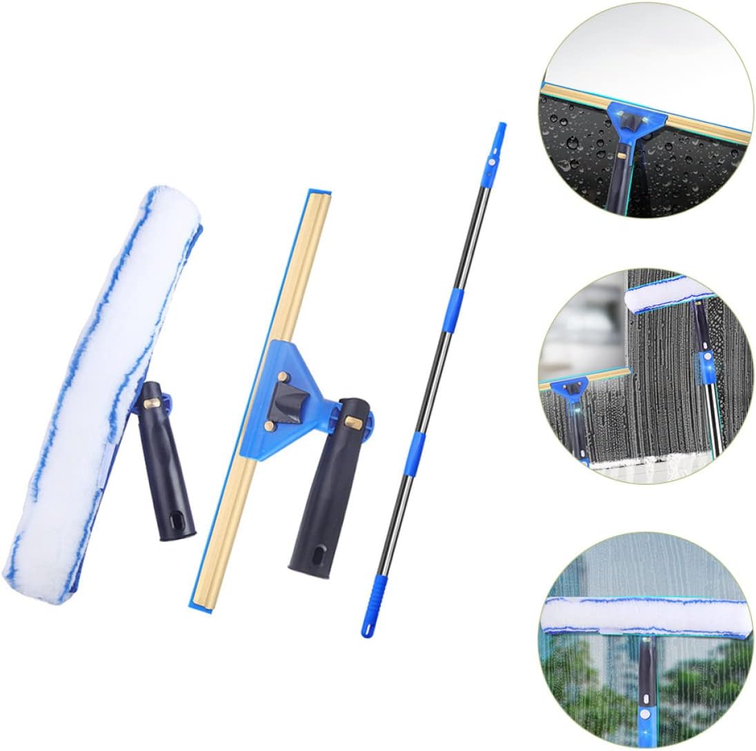 1 Set Extendable Squeegee Window Cleaner with Scrubber for Car Shower Grip Handle Lightweight Durable for Home and Auto Cleaning