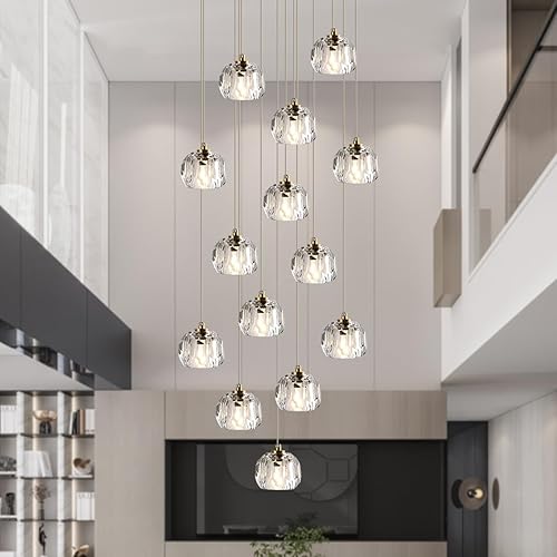 Miniatura 9 de Modernas luces colgantes de cristal ahumado, lámpara colgante de techo redonda de latón, lámpara redonda de gota de lluvia para cocina, isla,