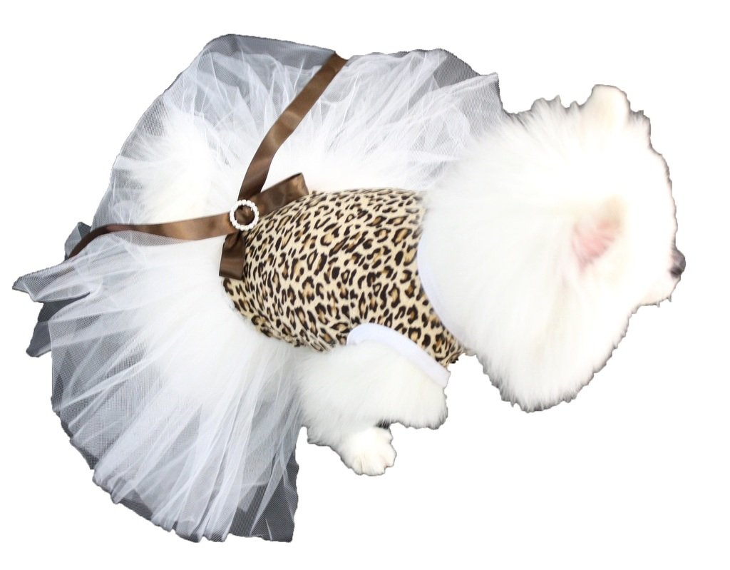 Robe tutu blanche pour chien anti-irritation en coton souple