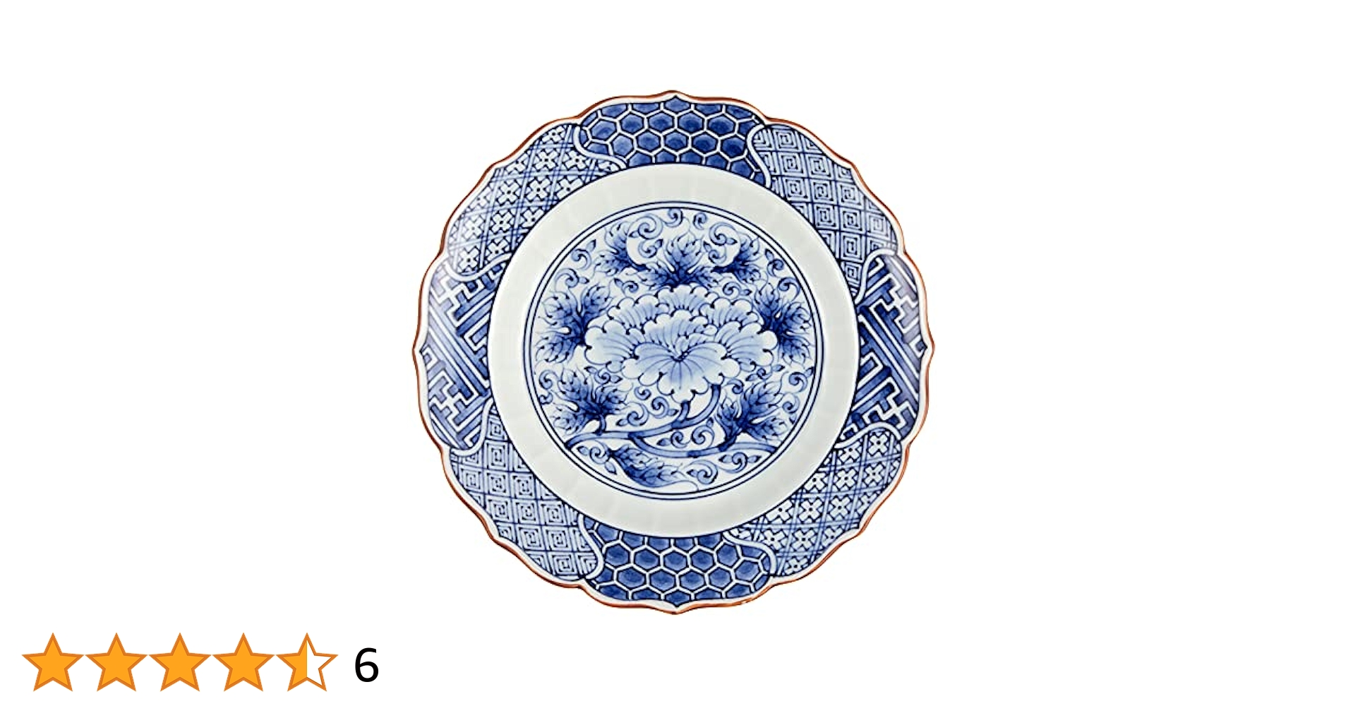 中国　新渡　青花梅図　中皿　五枚　時代箱　D　R3722 中国 新渡 青花梅図 中皿 五枚 時代箱 D R3722