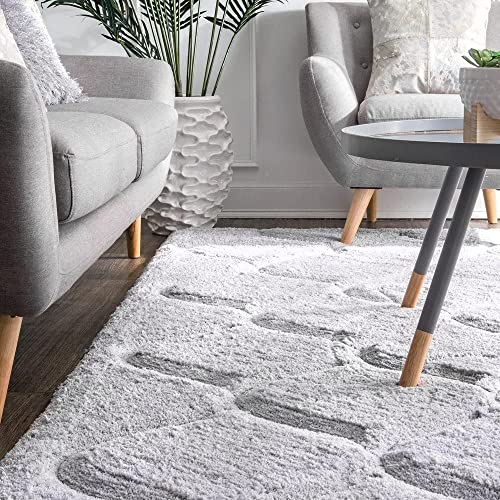 Image of Super Ultra Modern Soft Shaggy Handcrafted Anti-Skid Silk Touch Carpet, Size 6x9 Feet, Color Silver