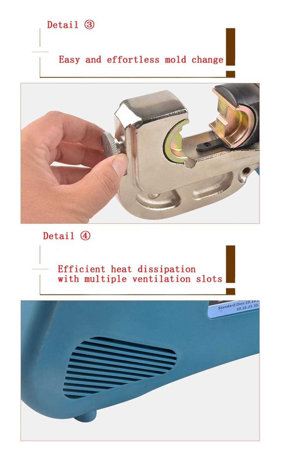 Crimpadora Hidráulica, Alicates hidráulicos de CD-510/CM-510D, alicates prensado, terminal punta cobre y aluminio, herramienta portátil 220(CD-510)