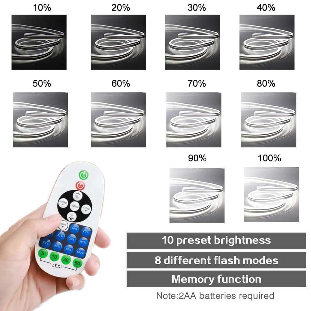 Tira LED de neón regulable 220V [14M, Blanco 6000-6500K], flexible e impermeable IP65, SMD2835, 120 LEDs/m Tira LED recortable CRI85+, iluminación decorativa para hogar y tienda