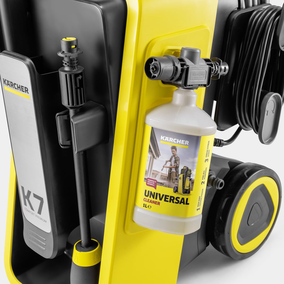 Kärcher Hidrolimpiadora de Alta presión K 7 Comfort Premium, Amarillo, Eléctrico, presión180 Bar, caudal 500l/h, Rendimiento 60m2. Pistola de Alta presión, Manguera Alta presión 10m