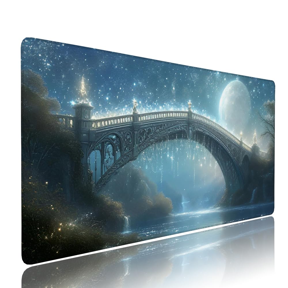 Niebieska podkładka pod mysz xxl akcesoria do gier podkładka na biurko duża podkładka pod mysz i klawiaturę akcesoria PC 1400 x 600 x 3 mm mata biurkowa, z wodoodporną i antypoślizgową gumową podstawą