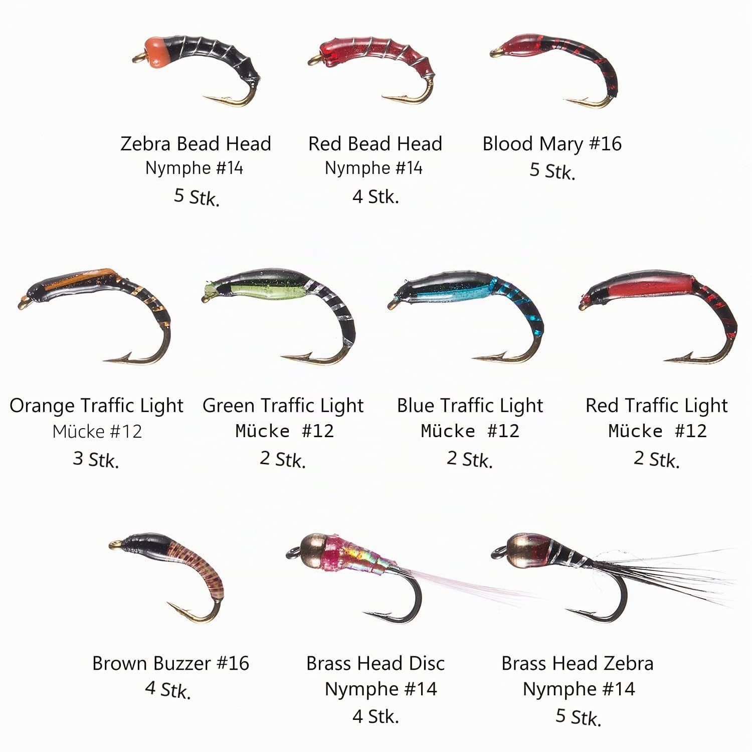 Bassdash Fliegenfischen Fliegen Set Forellenbarschangeln mit Fliegenbox, 36/64/72/76/80 / 96Stk. Mit Trockenfliegen/Nassfliegen, Nymphen, Streamers, Popper