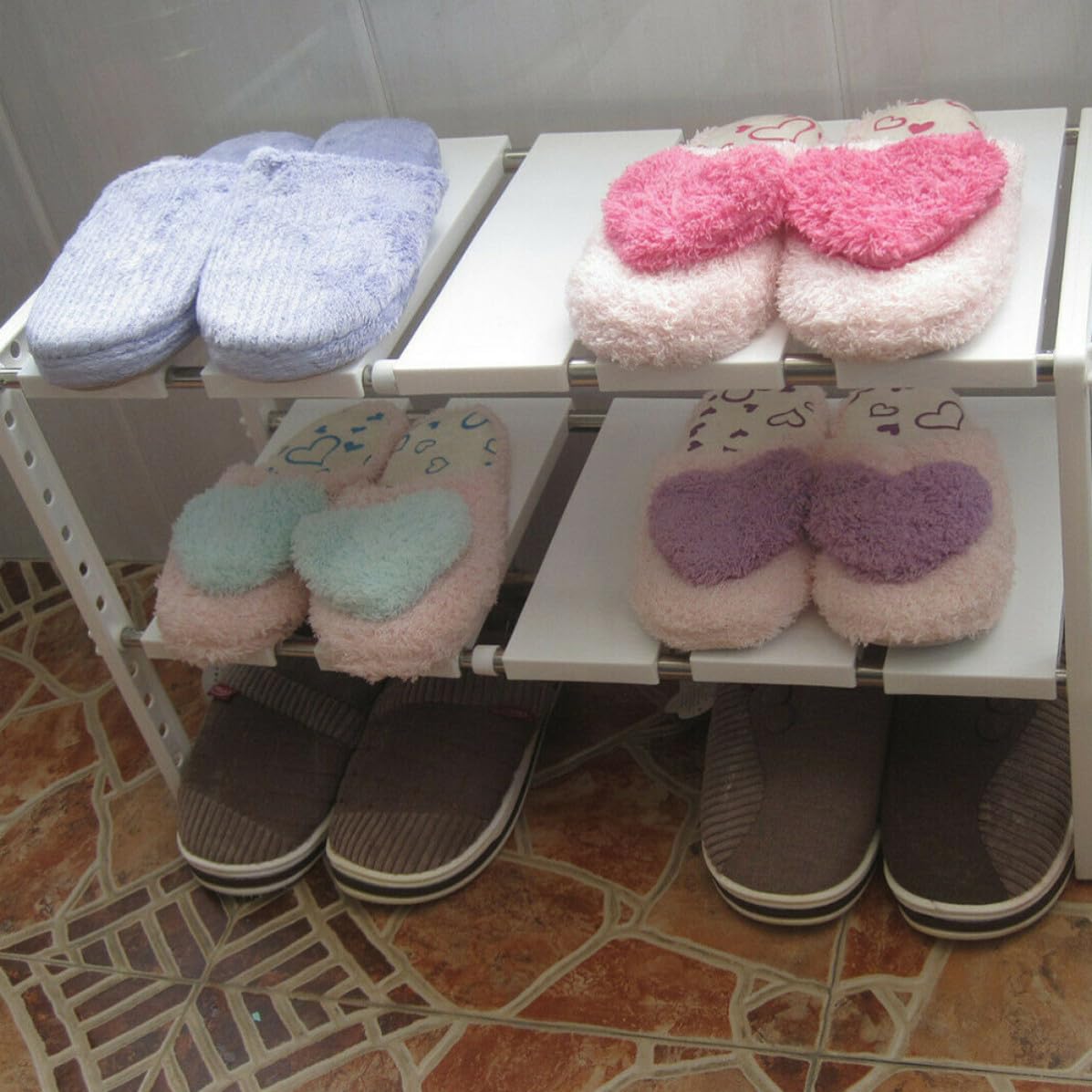 Organizador de Estantes de Acero Inoxidable y Plástico para Cocina, 2 Niveles 10 Estantes Extraíbles, Ahorro de Espacio y Fácil Instalación para Sala y Hogar