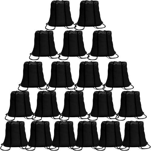 100 Pack Drawstring Backpack Black Bulk Drawstring Bags Nylon String Backpack Gym Cinch Sack Backpack Sport Bag Draw String Party Bags for Men or