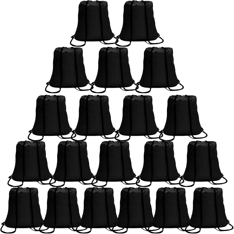 CAIHONG 100 Paquetes de Mochila con Cordón Bolsas con Cordón a Granel Negras Mochila con Cuerdas de Nailon Mochila con Saco de Gimnasio Mochila Deportiva Bolsas de Fiesta con Cuerdas para Hombres o Mujeres