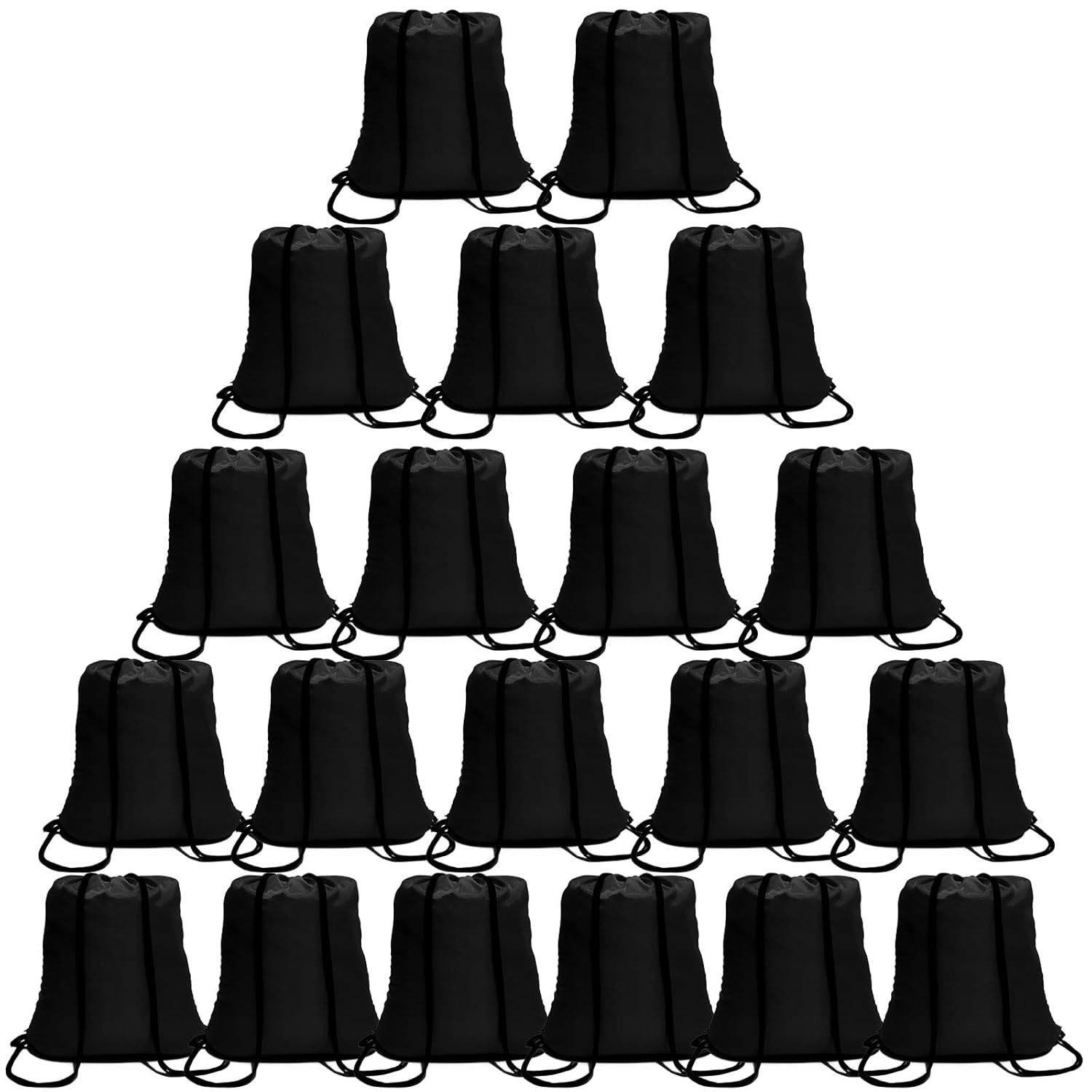 CAIHONG 100 Pack Drawstring Backpack Black Bulk Drawstring Bags Nylon String Backpack Gym Cinch Sack Backpack Sport Bag