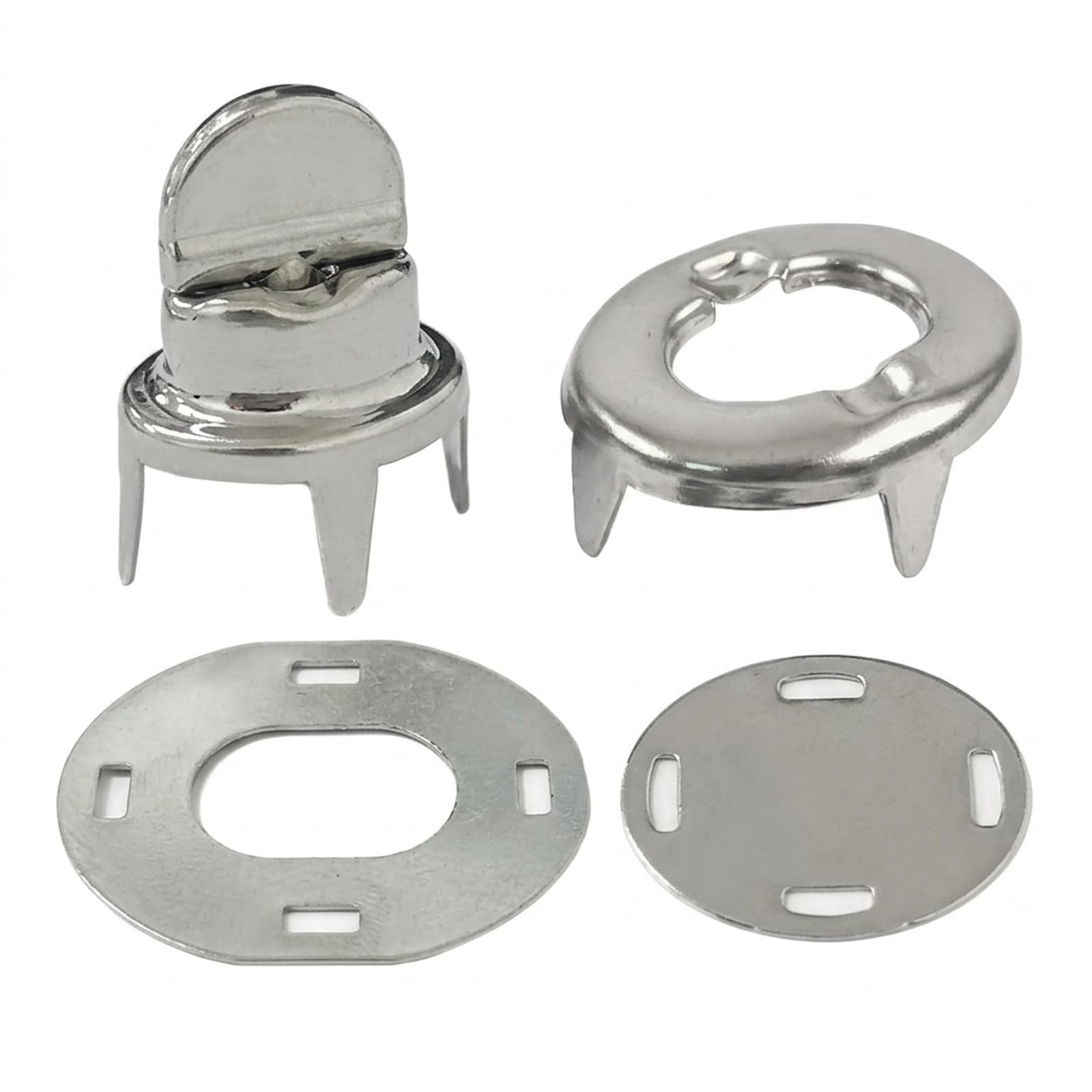 BRIOTA Silver Marine Grade Twist Lock Fasteners,10 Sets Turn Button Fixing Kit with Eyelet & Stud for Boat Canopy Canvas Covers