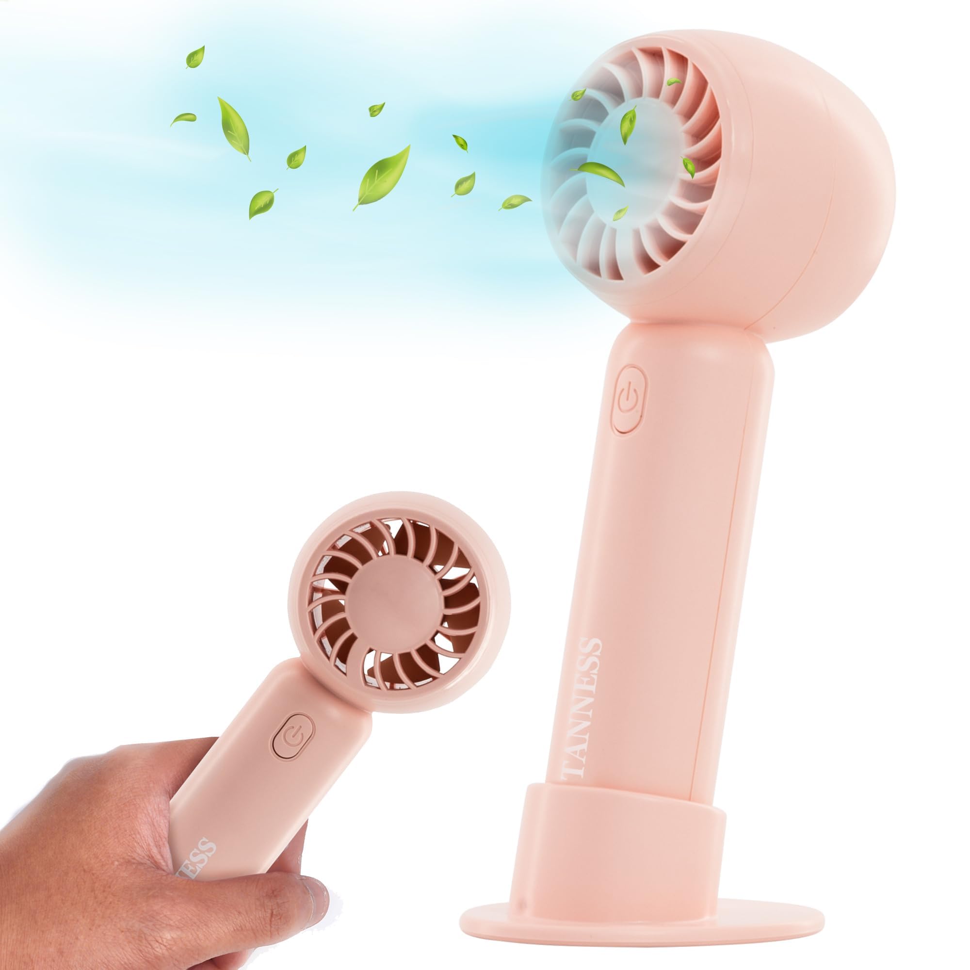 B&Q -  Portable Handheld Fan Rechargeable Foldable Desk Fan Usb Powered 17Cm Pink