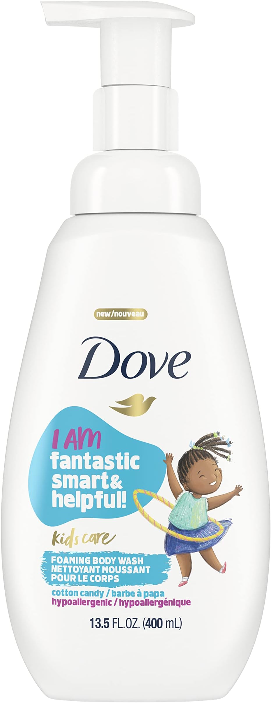 Dove Kids Care Foaming Body Wash For Kids Cotton Candy Hypoallergenic Skin Care 13.5 oz