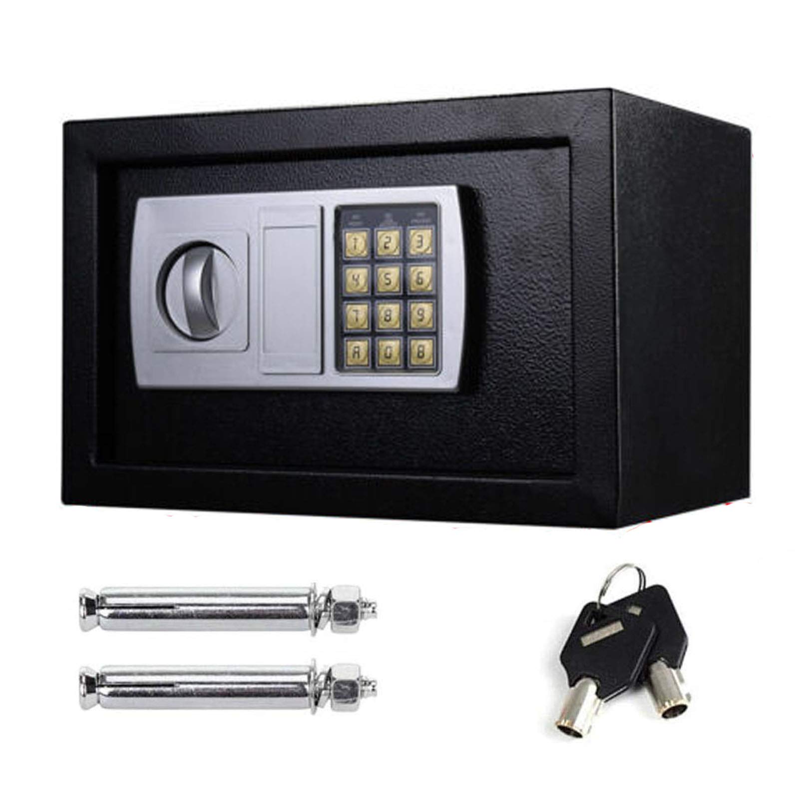 Caja fuerte electrónica pequeña de pared pequeña con código PIN digital con llave de seguridad, caja fuerte de acero, caja fuerte para muebles, caja fuerte de pared, 8,5 L, 31 x 20 x 20 cm, color