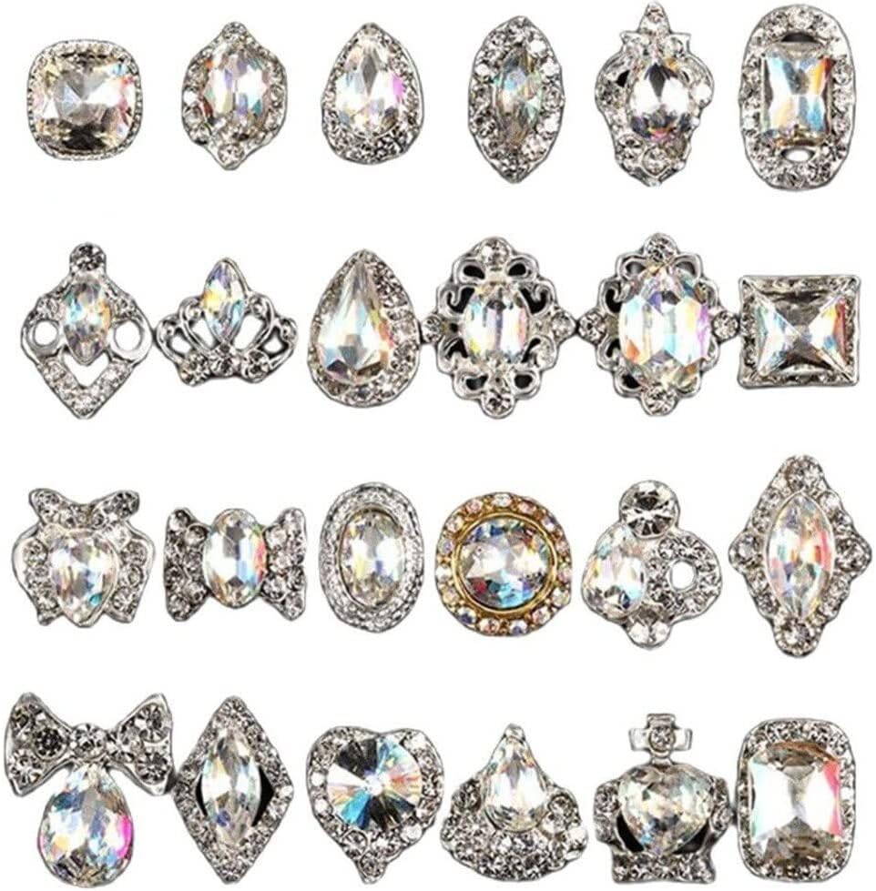 2022 Silver Gems for Nail Art Design Colorful AB Nail Rhinestone 100pcs Alloy Nail Decoration Charms 3D Jewelry Gemstones
