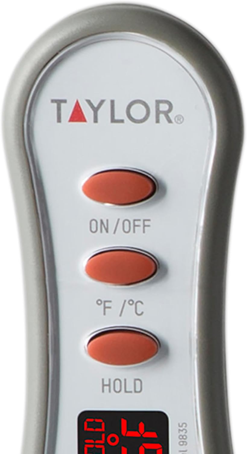 Taylor Digital Instant Read Meat Food Grill BBQ Kitchen Cooking Thermometer with Bright LED Display, Gray