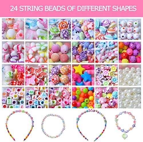 Yestrong 800 + beads for threading children's jewellery cord set, DIY friendship bracelets, necklaces, craft set for girls and children