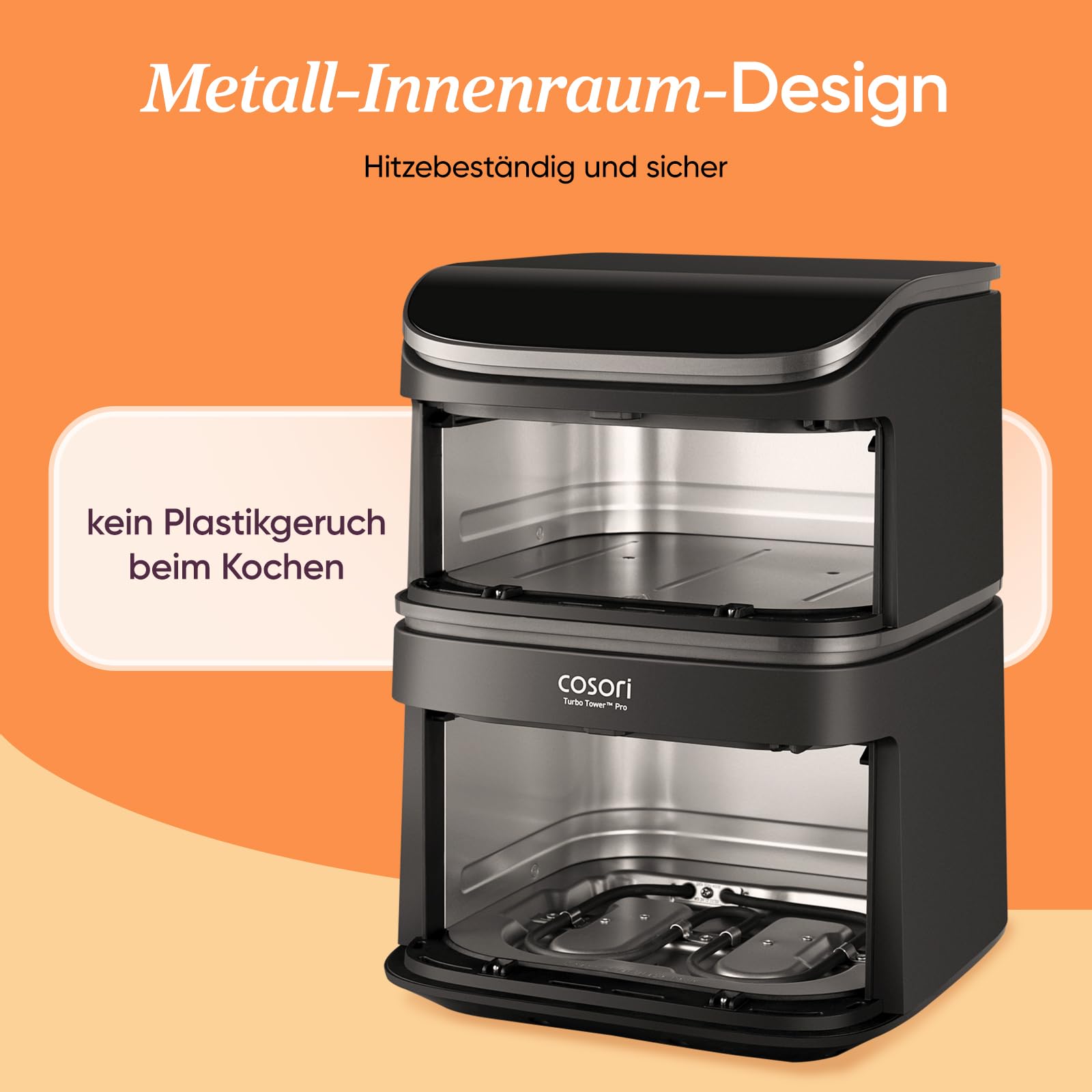 COSORI Turbo Tower Pro Smart Airfryer 10,8L Keramikbeschichtung Heißluftfritteuse DualBlaze-Technologie WLAN-Steuerung Silbergrau