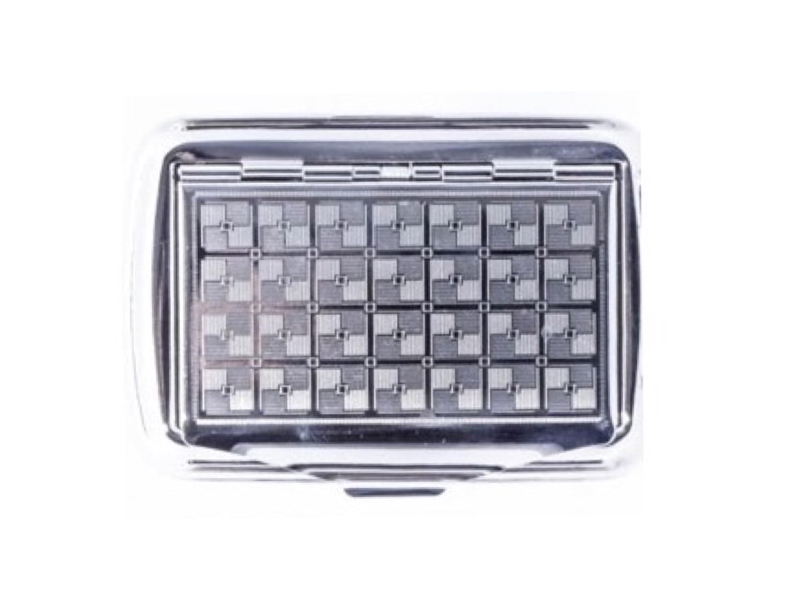 Tobacco Tin Chrome Various Designs Silver for DIY Turner with Paper Compartment 10 x 7 x 2 cm (Squares)