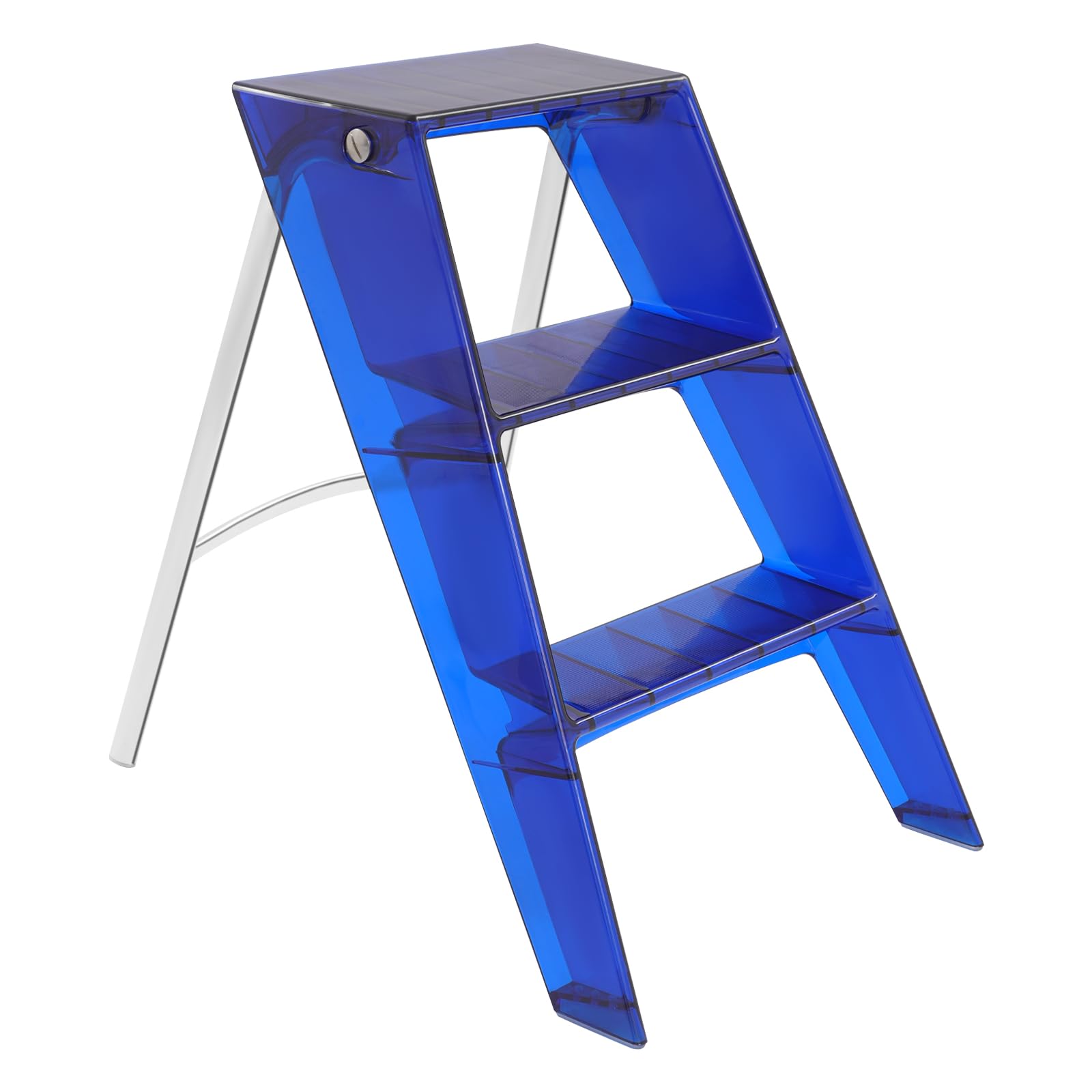 Step Stools for Adults, 3 Step Folding Herringbone Step Ladder 2-in-1 Design Portable Acrylic 3-Tier Folding Step Stool Ladder for Home and Library 220 lbs Capacity (Royal Blue)