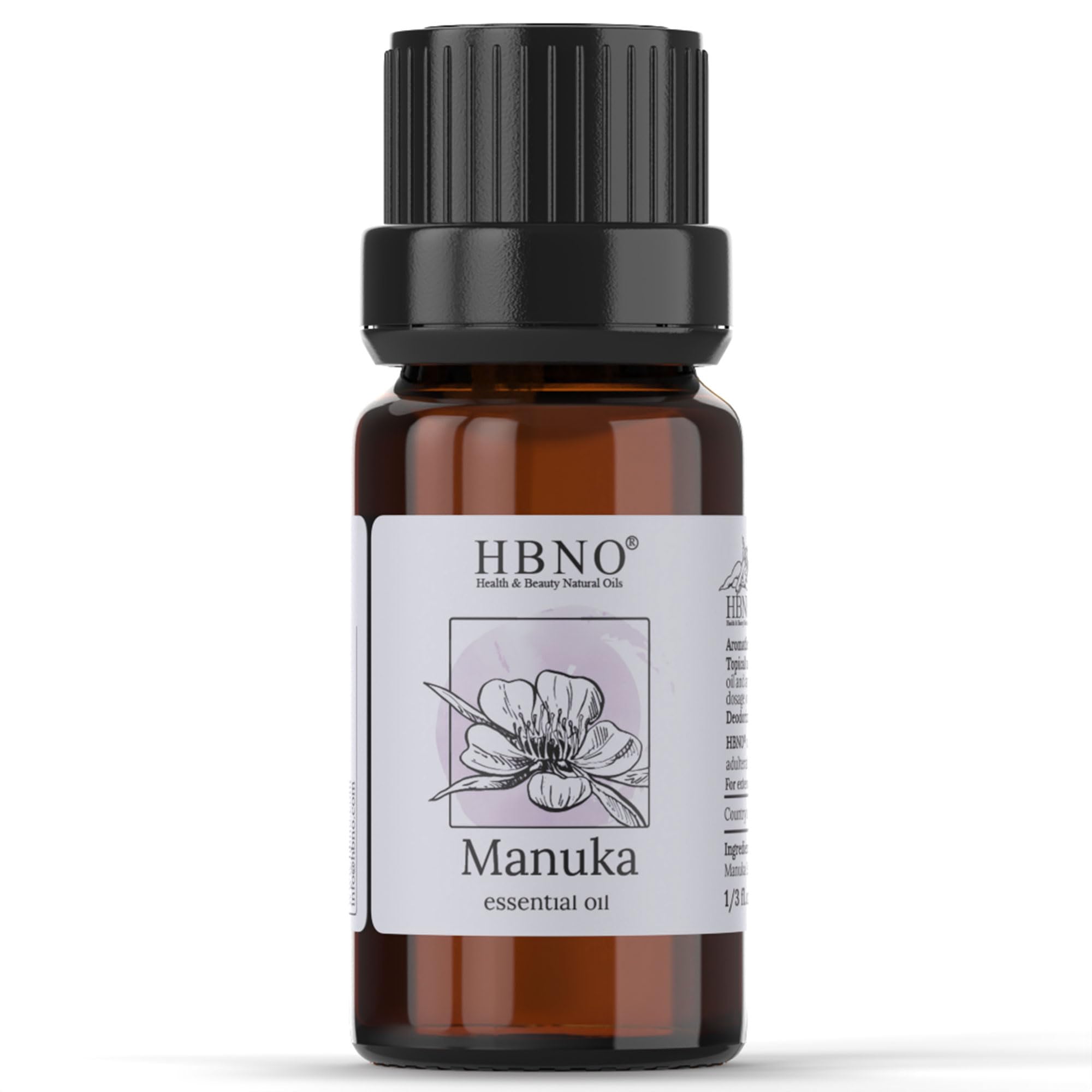 HBNO Manuka Essential Oil - 1/3 oz (10 ml) Travel Size - Natural Manuka Oil - Perfect for Cleaning, Aromatherapy, DIY, Soap and Diffuser