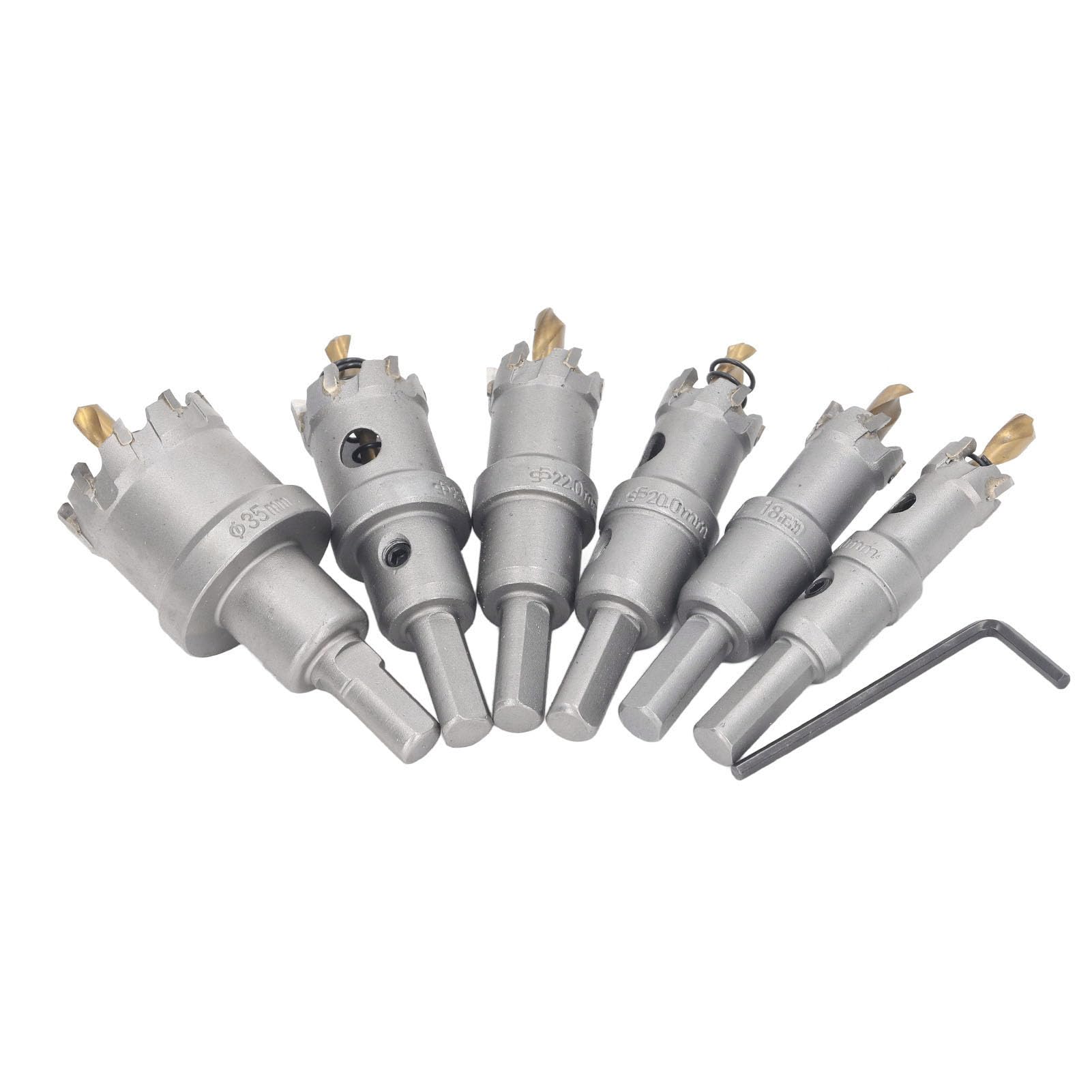 Kit de sierras para taladrar de 6 piezas, de 16 a 35 mm, con punta de carburo y diseño de 3 cuchillas; cortador de agujeros multifuncional de alta precisión para metal, madera y