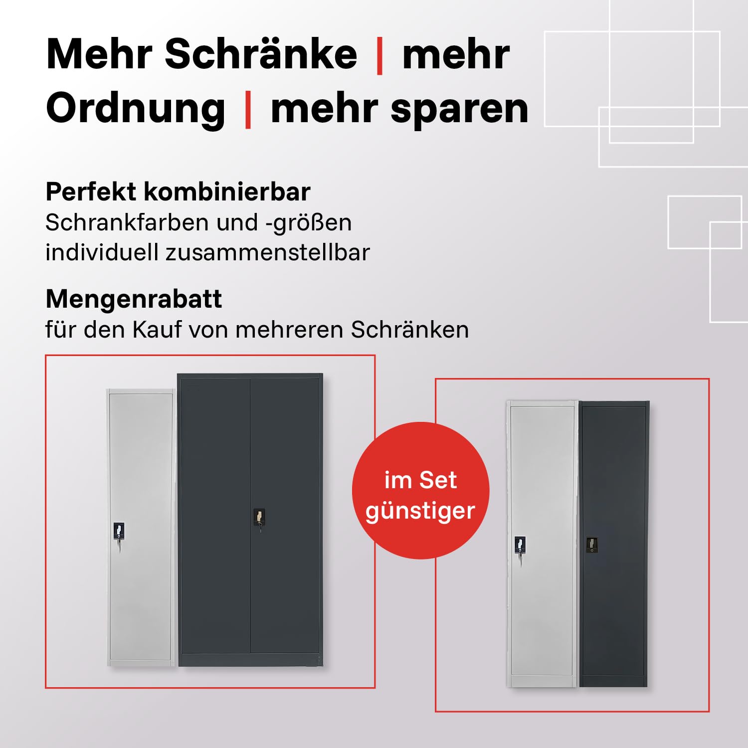 LagerZwei Mehrzweckschrank 185x50x50cm I Metallschrank, 4 Fachböden I Aktenschrank abschließbar I Robuster Allzweckschrank als Spind, Werkstattschrank & Kellerschrank I Stahlschrank anthrazit