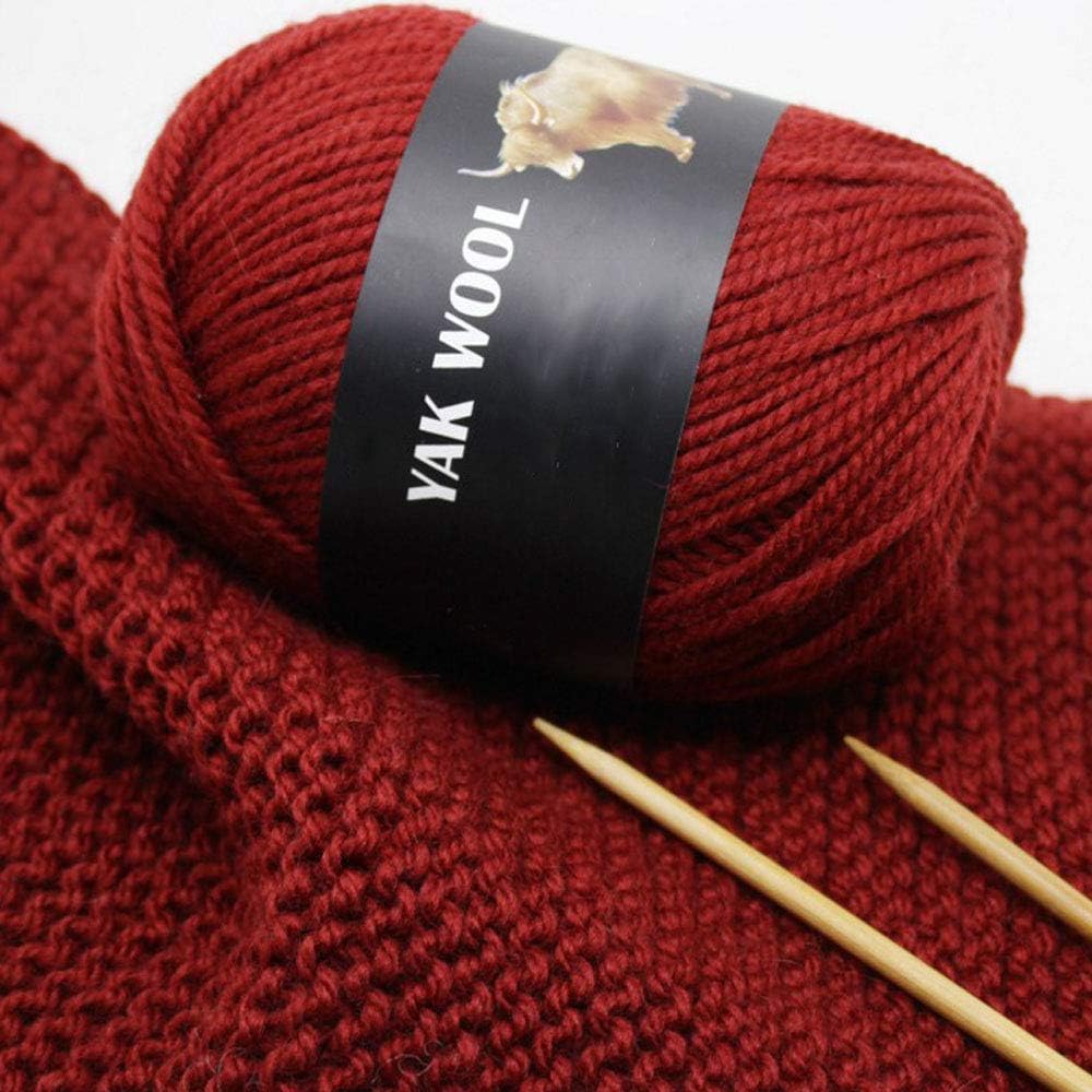 Clisil 1Kilogram Thick Yak Wool Yarn Warm Cashmere Thread Knitting Worsted Blended Crochet Yarn Dark Brown DIY Winter Sweater Scarf Gloves Yarn