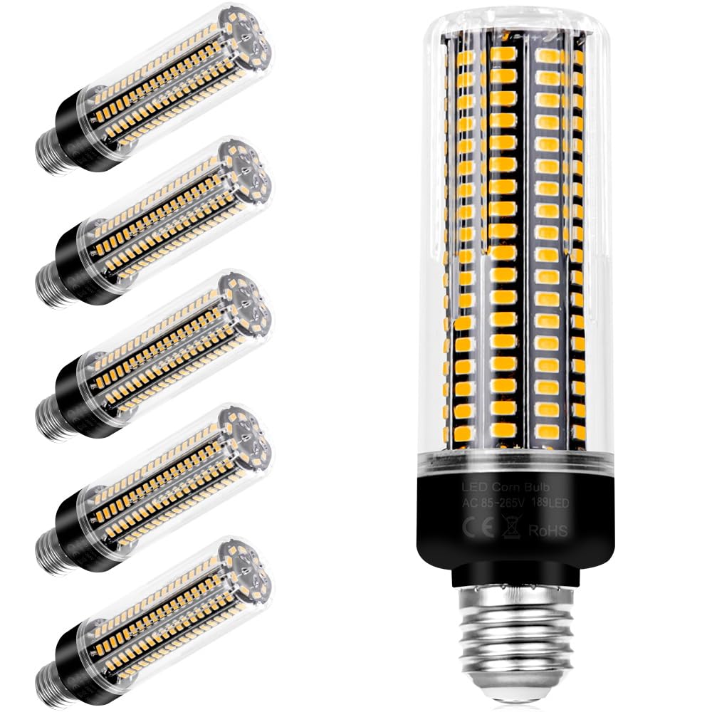 WENNI 6Stück E27 Glühbirnen Mais LED Lampe 3000K Warmweiss 15W Gemessene Leistung 220V Energiesparend 189Leds Maisbirne 2 Jahre Garantie für Küche Schlafzimmer Wohnzimmer Innenbeleuchtung Leuchtmittel