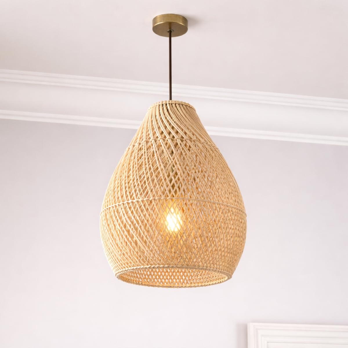 Cgc Lighting Enya Rattan Indoor Ceiling Lamp Shade Natural Rattan Easy Fit Non Electrical (Enya Rattan)