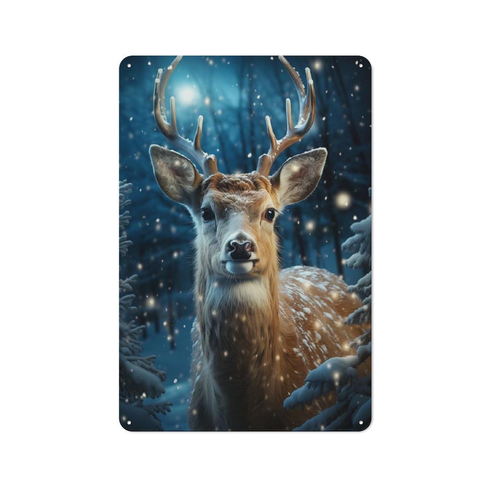 Tin Wall Plaque 30x20cm with Cute Deer for Hobby Room Or Studio, for Updating Hobby Room And Studio after Moving