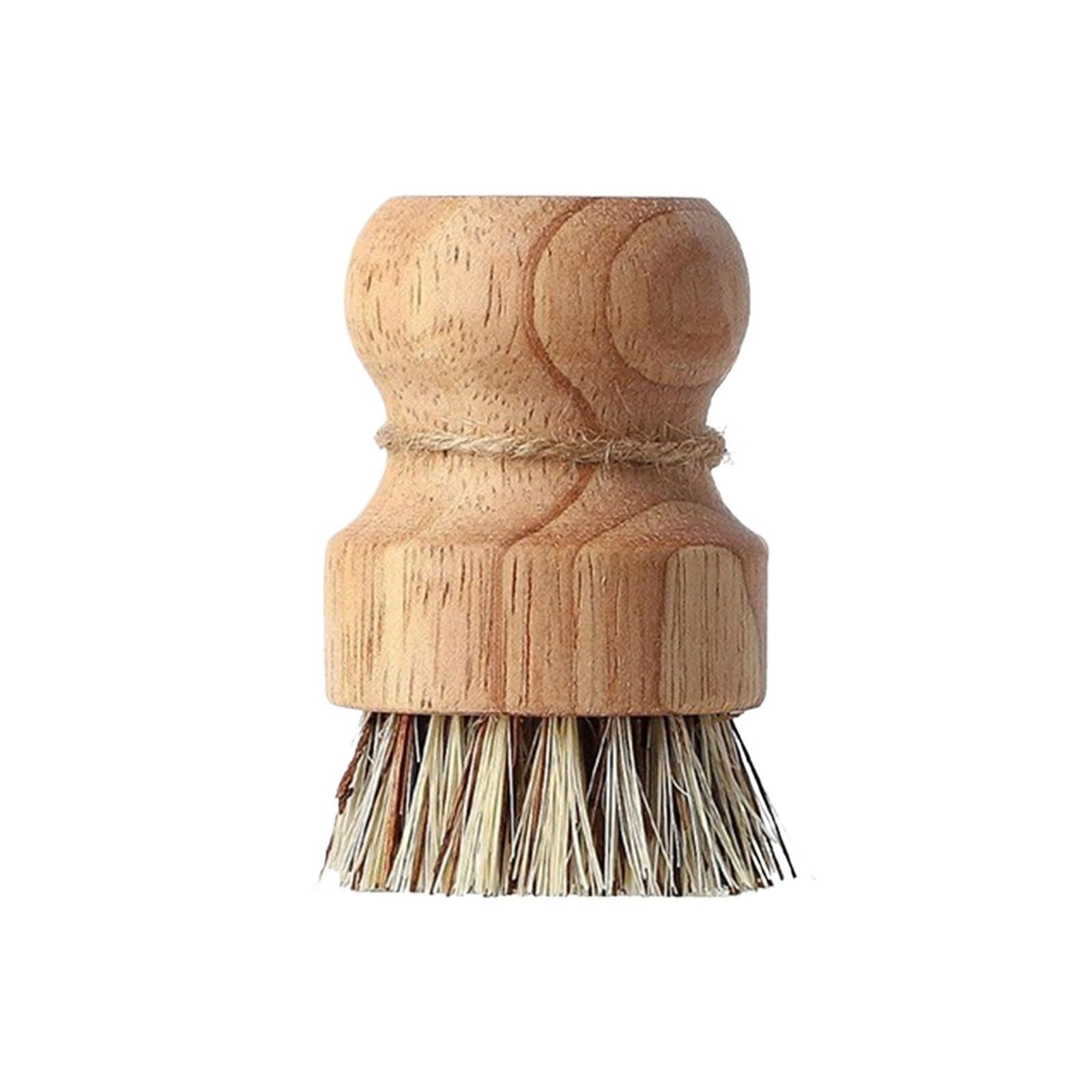 WZPTLKIBAD Bamboo Dish Brush, Round Scrubber for Pots Pans Sink