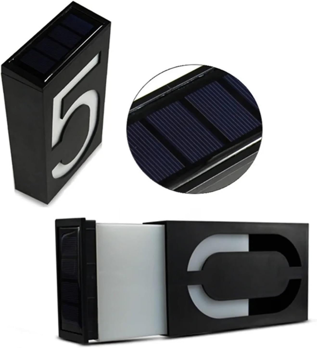 Numeri di Porta Numeri Civici per Esterni Numero Civico Targa Ad Energia Solare Targa per Indirizzo Numero Civico Luci per Portico Esterno con Batteria Ricaricabile Solare, 6