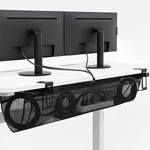 VIVO No Drill Clamp-on 44 in Mesh Net Under Desk Cable Management Wire Organizer, Adjustable Home Office Standing Desk Cord Storage Sleeve, Black, DESK-AC44MH