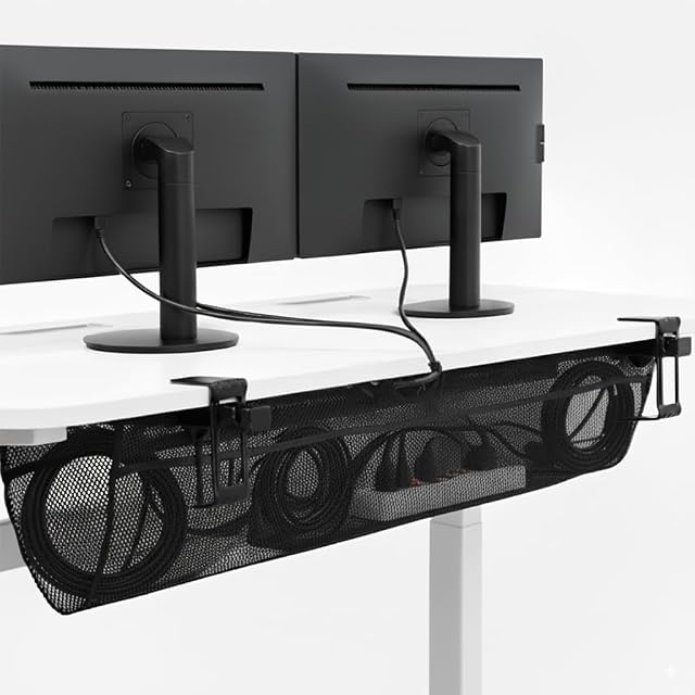 VIVO No Serrure de serrage 44 dans Mesh Net Under Desk Cable Management Wire Organizer, Ajustable Home Office Standing Cord Storage Sleeve, Noir, DESK-AC44MH