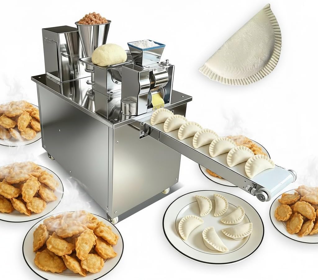 Máquina Comercial para Hacer Empanadas | 48 Formas Ajustables, 6800 Piezas/Hora, Frecuencia Variable | Acero Inoxidable De Grado Alimenticio para Gyoza Y Ravioles