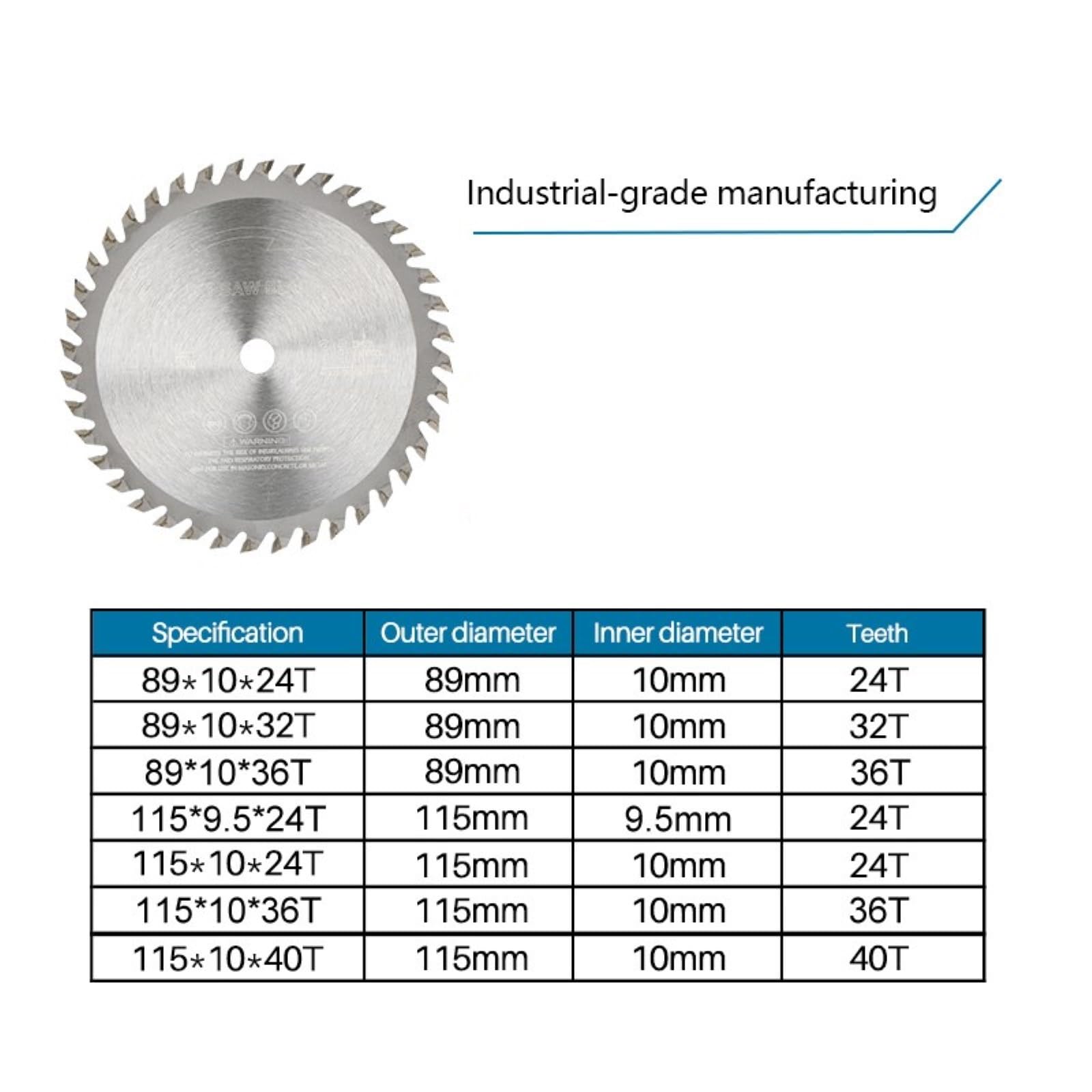 Brzeszczot do cięcia metalu 1PC 89/115mm brzeszczot piły tarczowej 24/32/36/40T z końcówką węglikową do szlifierki kątowej TCT tarcza cięcia drewna(89x10x24T)
