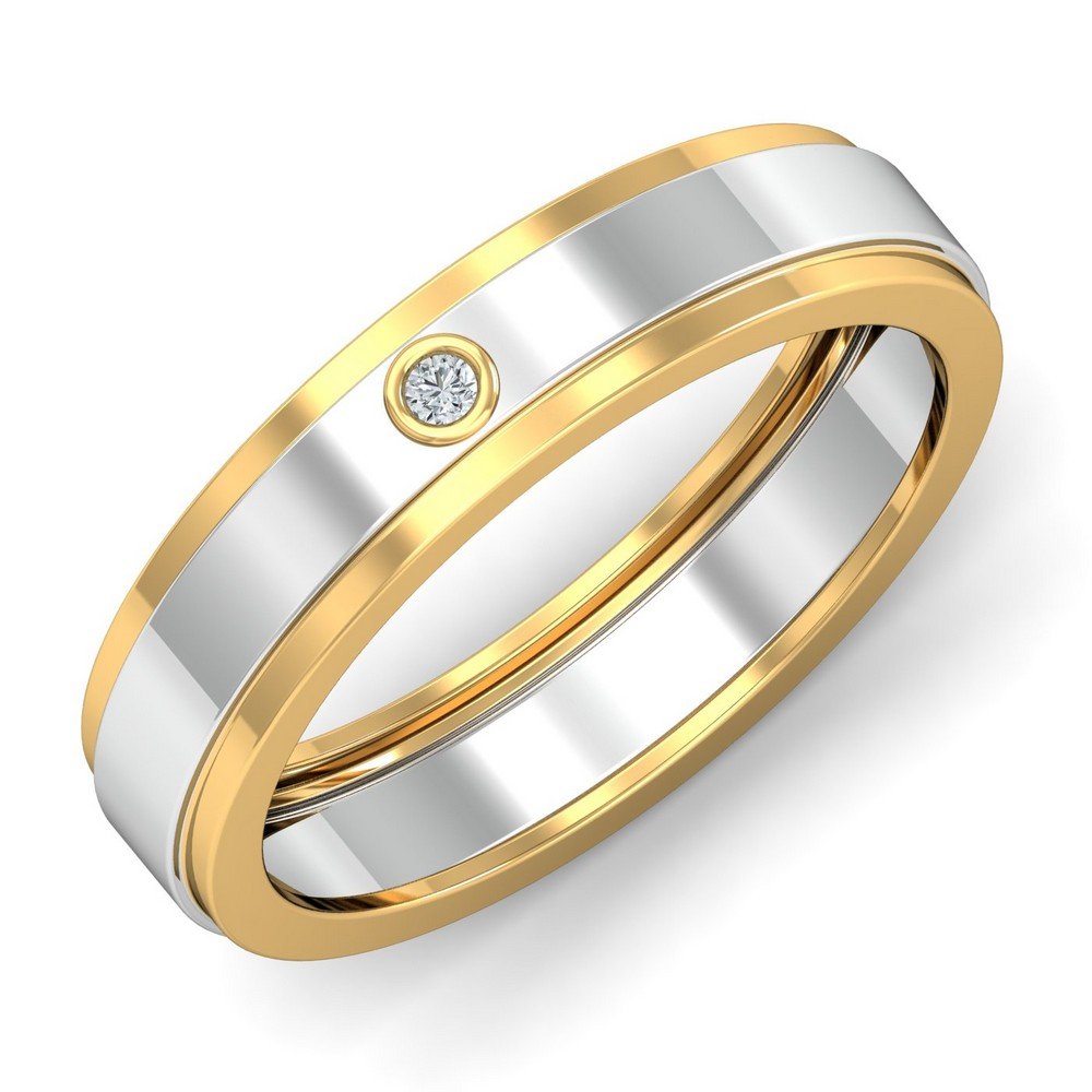 18kt white gold classic dual tone band for men