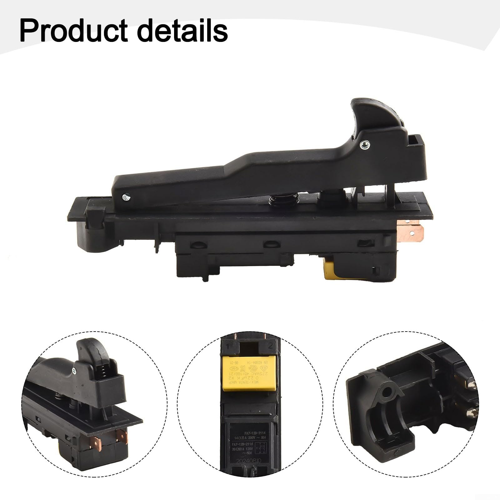 Interrupteur à gâchette de rechange pour meuleuse d'angle 180 GA9030 GA9020 GA7030 GA7020 9069 9067 9059 9049 9047 9016B 9015B G18SE3, plastique et métal, environ 127 x 31 mm, 1 pièce