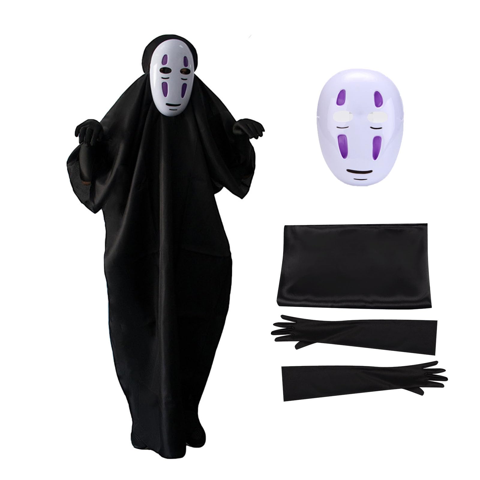 View 1 of [Mask cracked] Todoroki Shoto No Face Man Cosplay Costumes Halloween Outfits Full Set Costume Suit With Mask+Clothes+Gloves (Purple, M)
