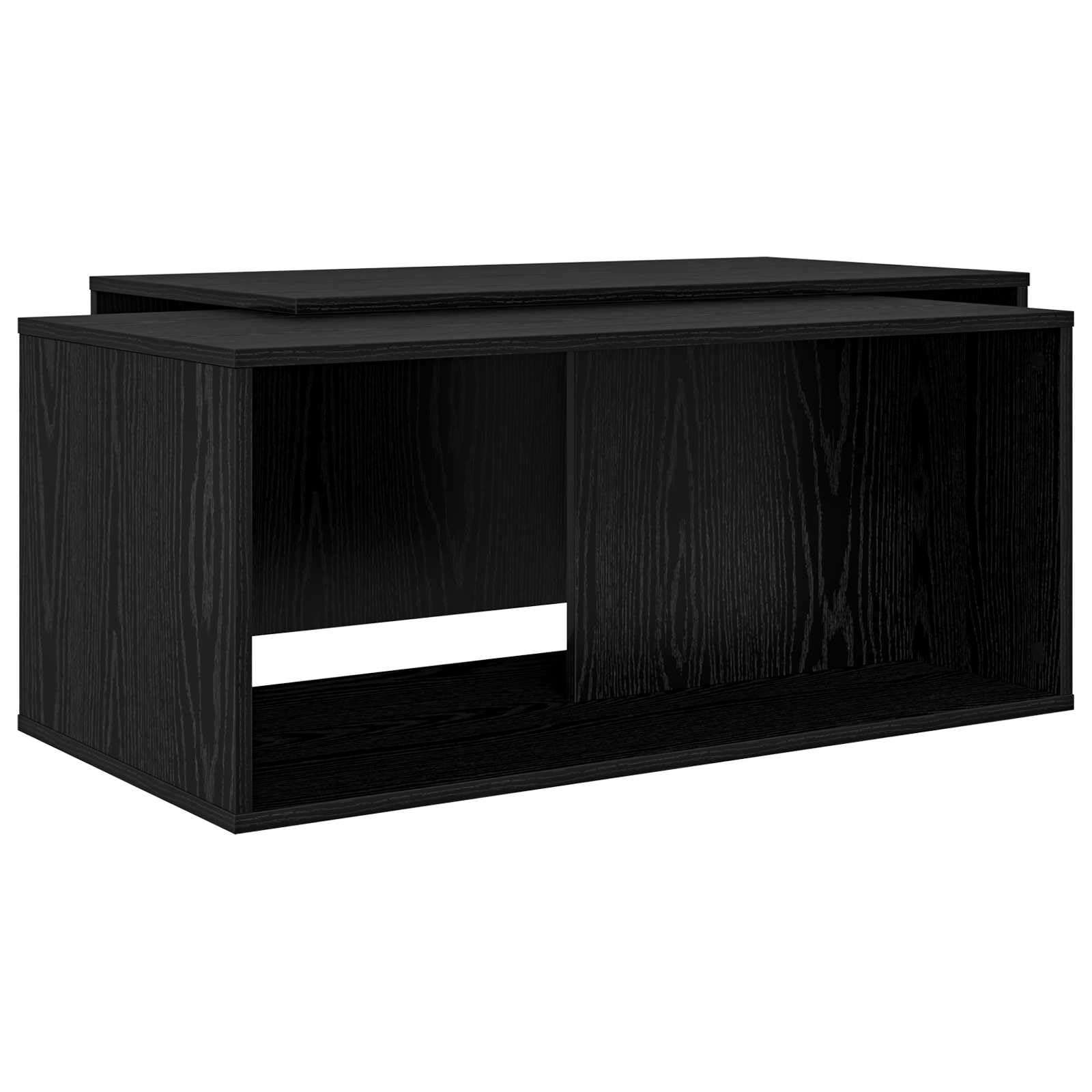 Set di 2 tavolini da caffè in legno effetto rovere, colore nero | Tavolini rettangolari per il soggiorno, posizionabili in modo flessibile e facile da pulire, con superficie stabile.