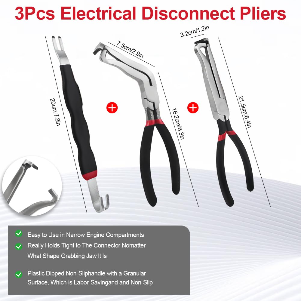 Electrical Disconnect Pliers?zxbaers 3-Pack Professional Set - Automotive Connector & Fuel Line Clip Remover Tools for Cars, Trucks Repair with Rapid Disconnector